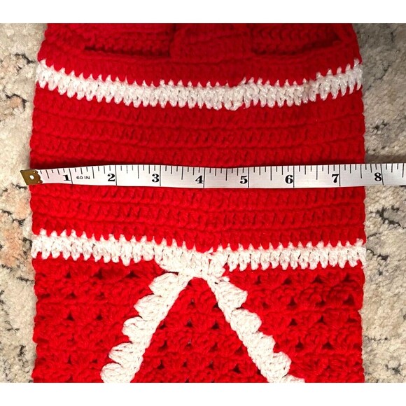 Handmade Crochet Knit Dog Sweater Size S Shirt Puppy Christmas Santa Red - Picture 9 of 9